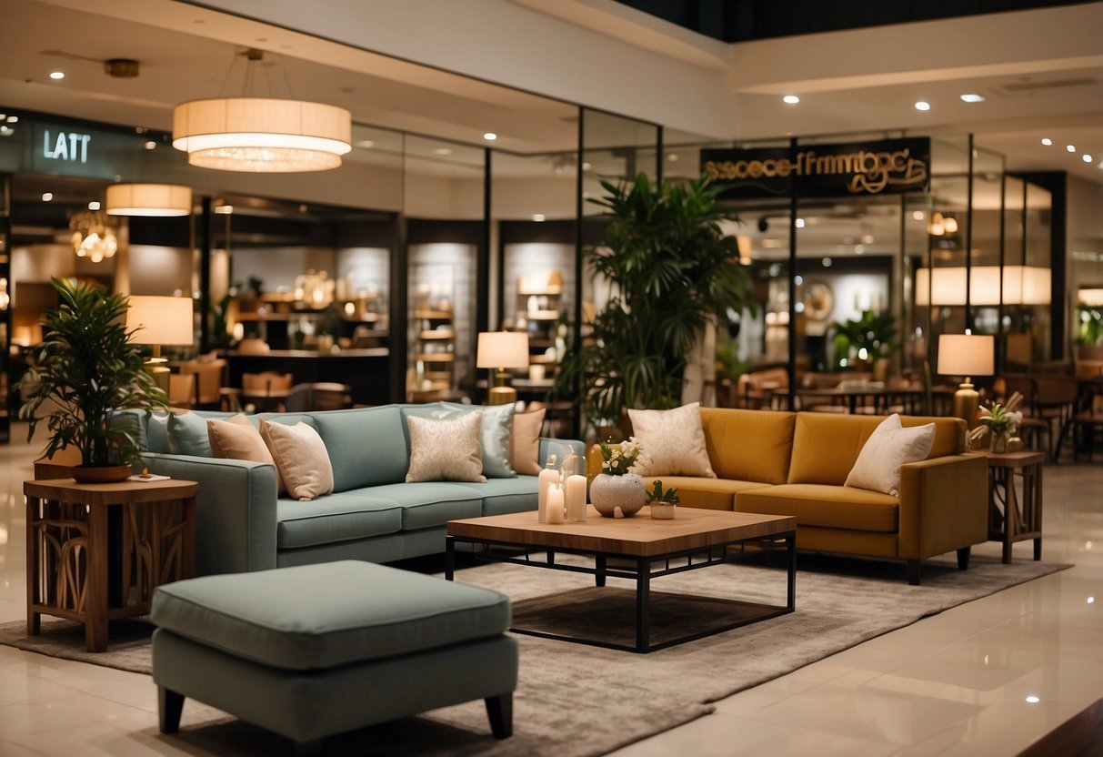 A cozy furniture shop at Tanglin Mall, with stylish decor and accessories on display. Warm lighting and comfortable seating create a welcoming atmosphere