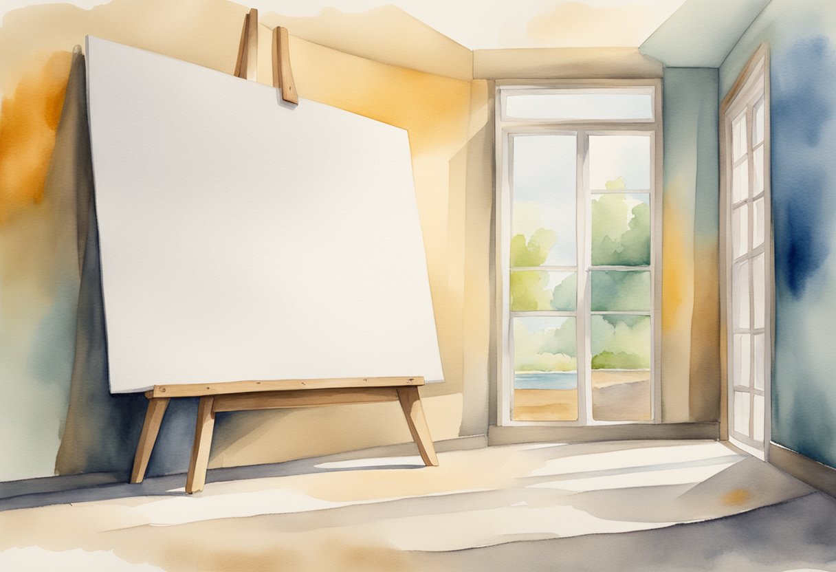 A blank canvas with a single brush, surrounded by open space and a sense of curiosity