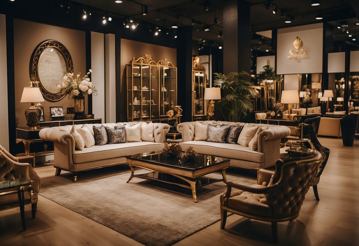 A grand showroom displays luxurious furniture at Furniture King Singapore