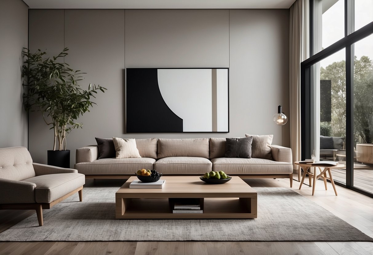 A modern living room with sleek, minimalist furniture from the King Living Range. Clean lines, neutral colors, and a sense of spaciousness
