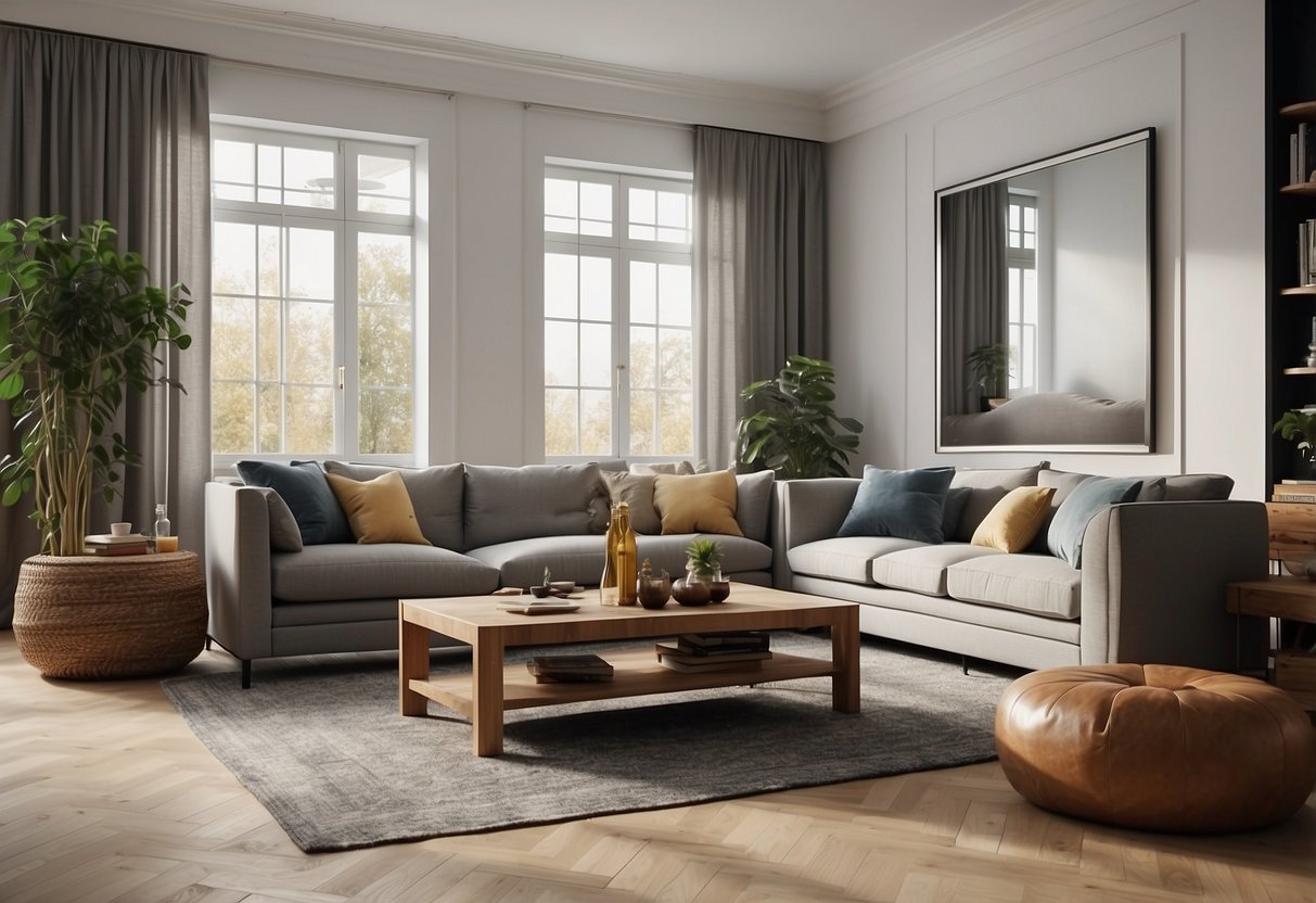 A spacious room with oversized furniture arranged in a cozy and inviting manner