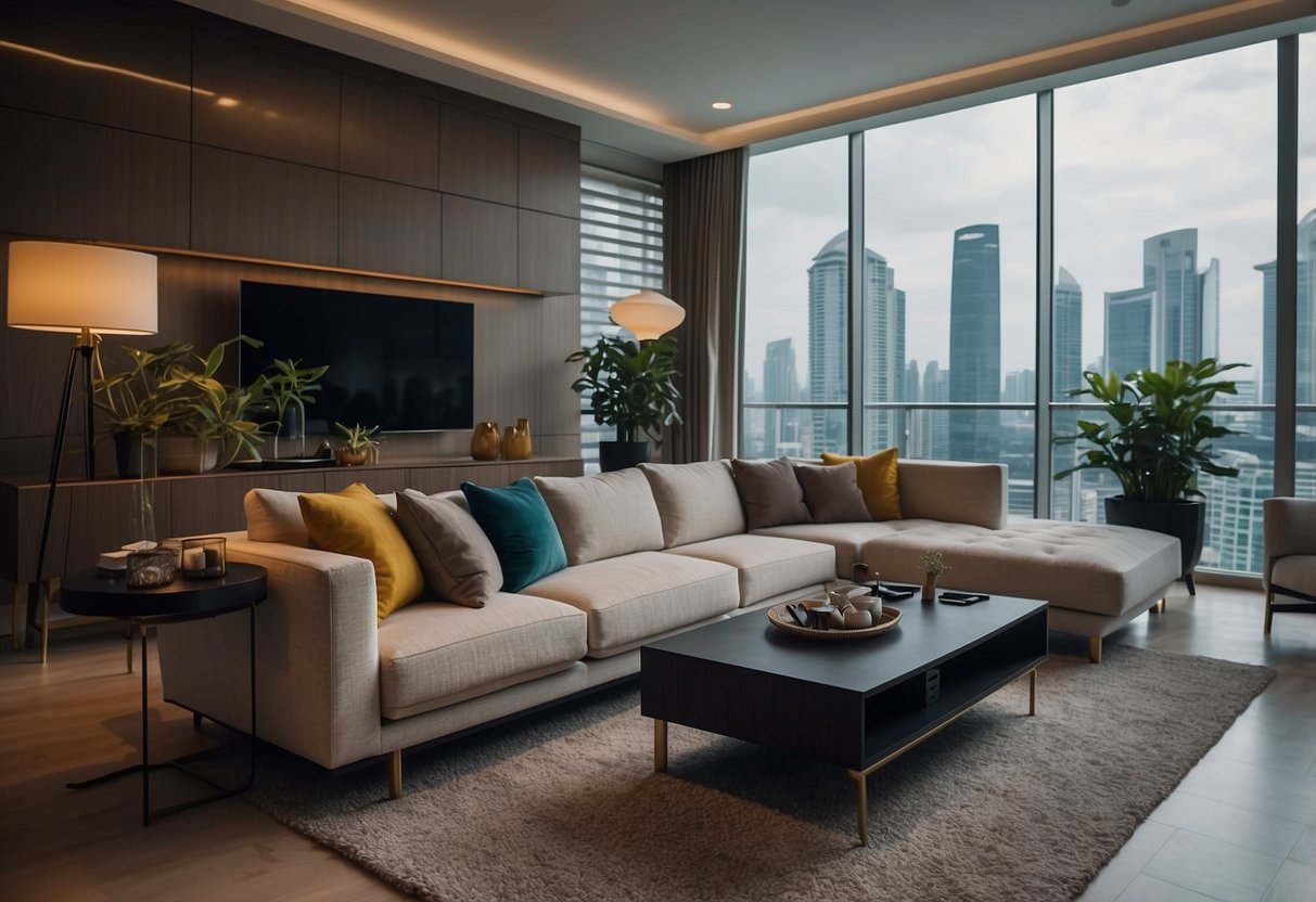 A modern living room with Logan Singapore furniture arranged in a sleek and stylish manner