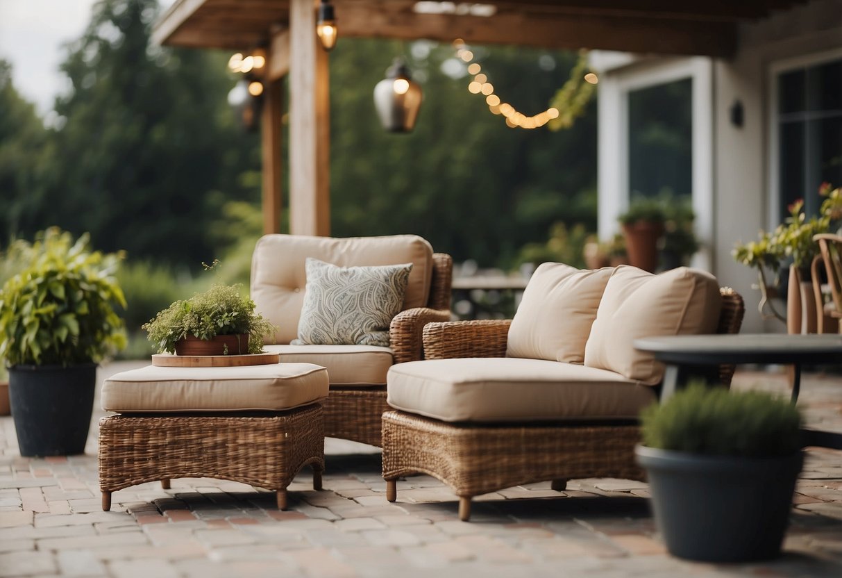Patio furniture being moved by a person