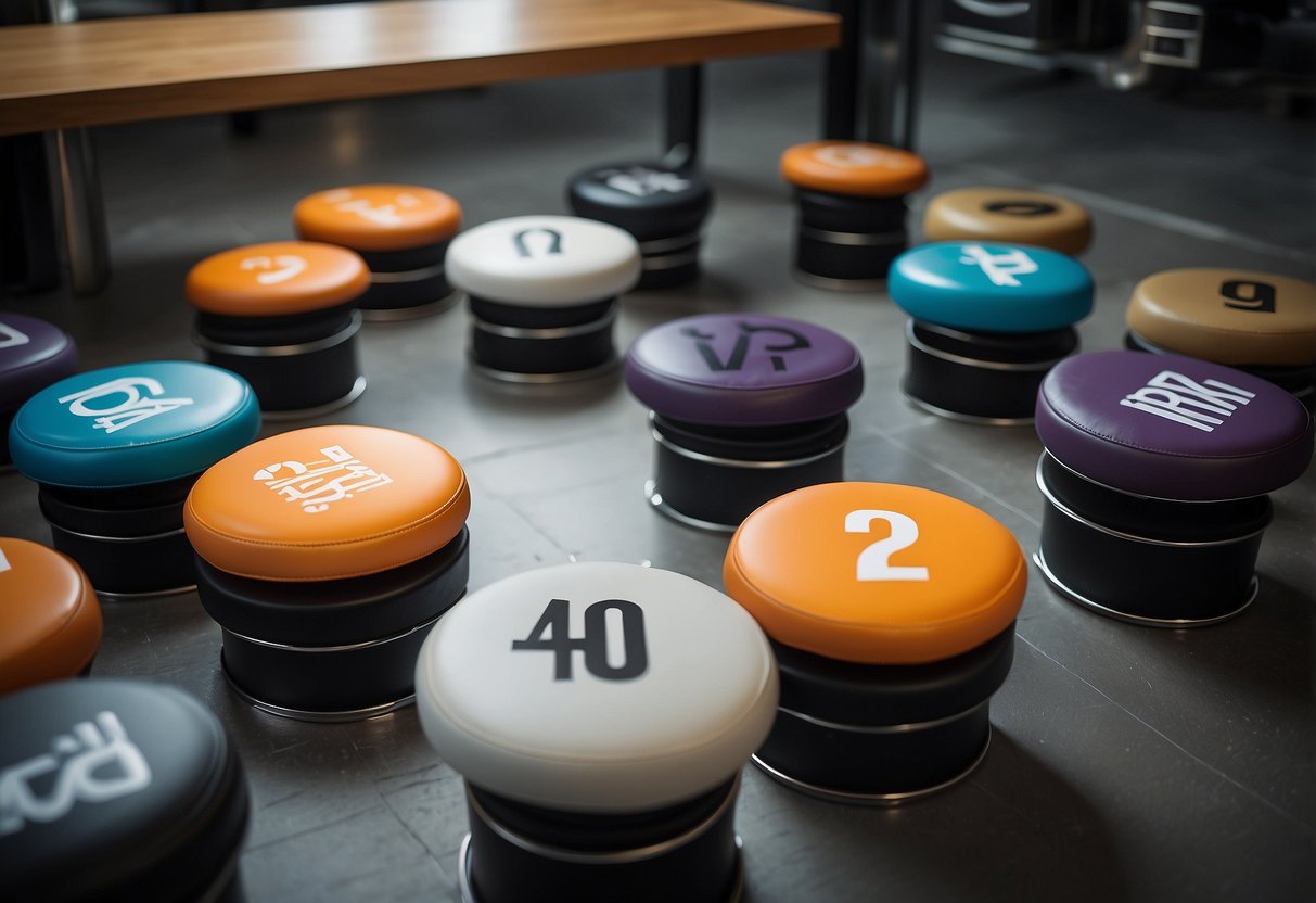 Several small stools arranged in a circle, with a sign reading "Frequently Asked Questions" above them
