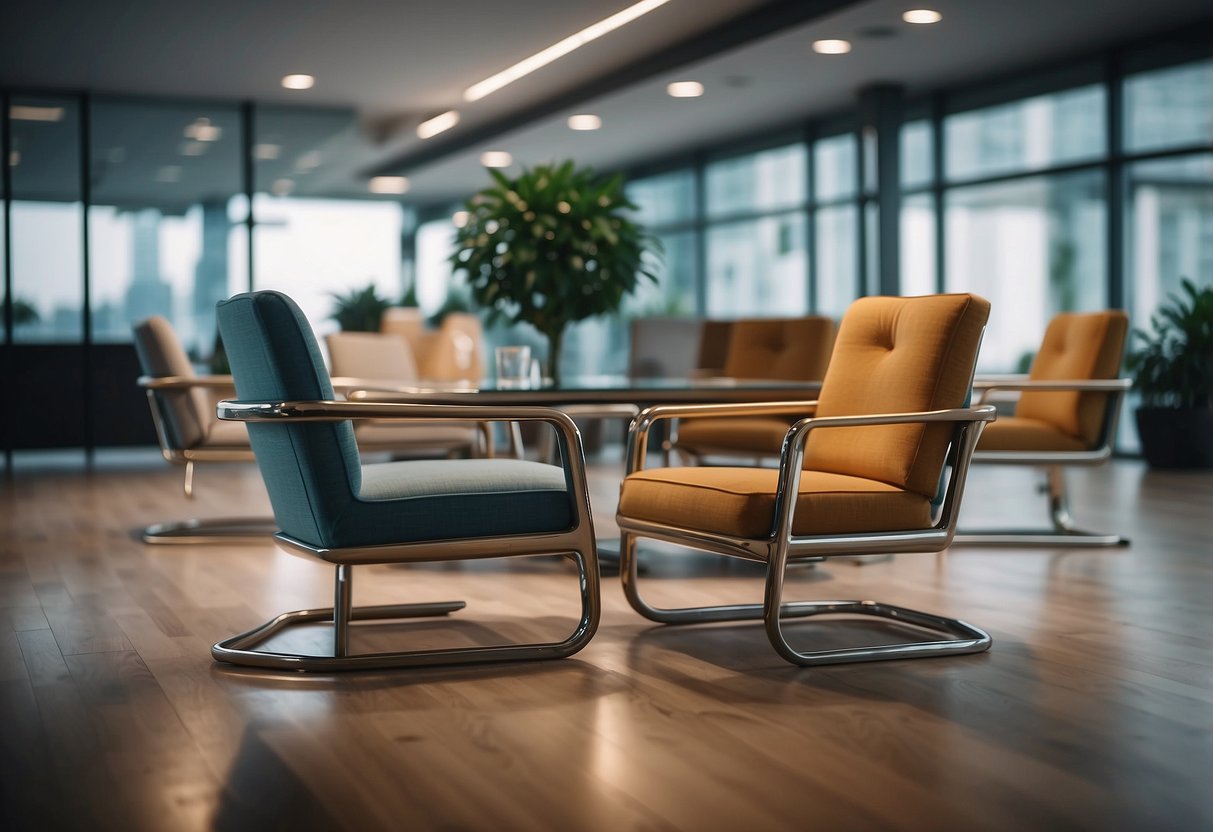 Furniture pieces moving together in a coordinated manner, creating a dynamic and evolving ecosystem within a modern Singapore setting