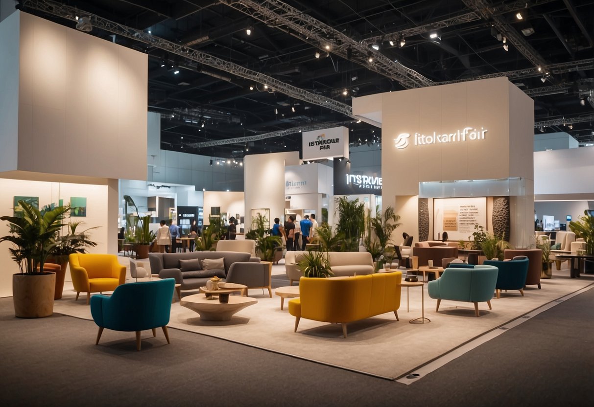 The bustling exhibition hall showcases modern furniture designs from around the world at the International Furniture Fair Singapore 2019