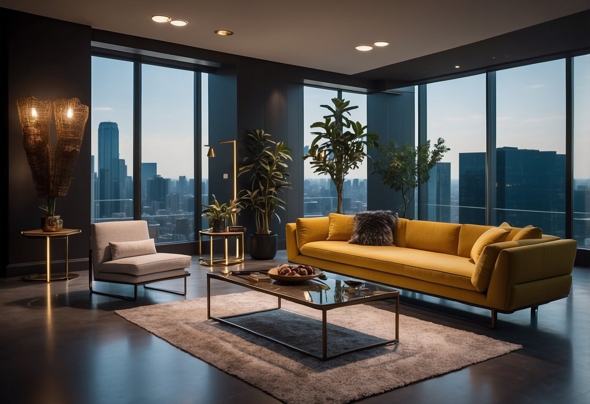 A room filled with sleek, modern furniture from SETI collections, featuring clean lines, bold colors, and innovative designs