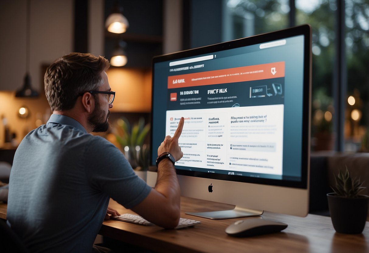 A customer browsing through a digital FAQ page on a redwave furniture website, with various questions and answers displayed on the screen