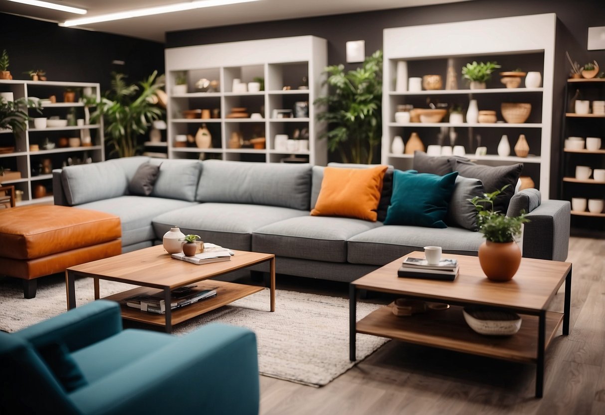 A spacious showroom filled with 177 diverse furniture pieces, arranged in an inviting and organized display