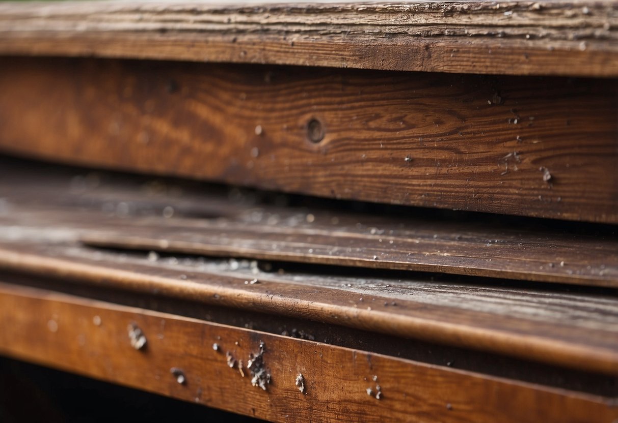Wooden furniture with mold. Use a brush to scrub with a mixture of vinegar and water. Allow to dry in sunlight
