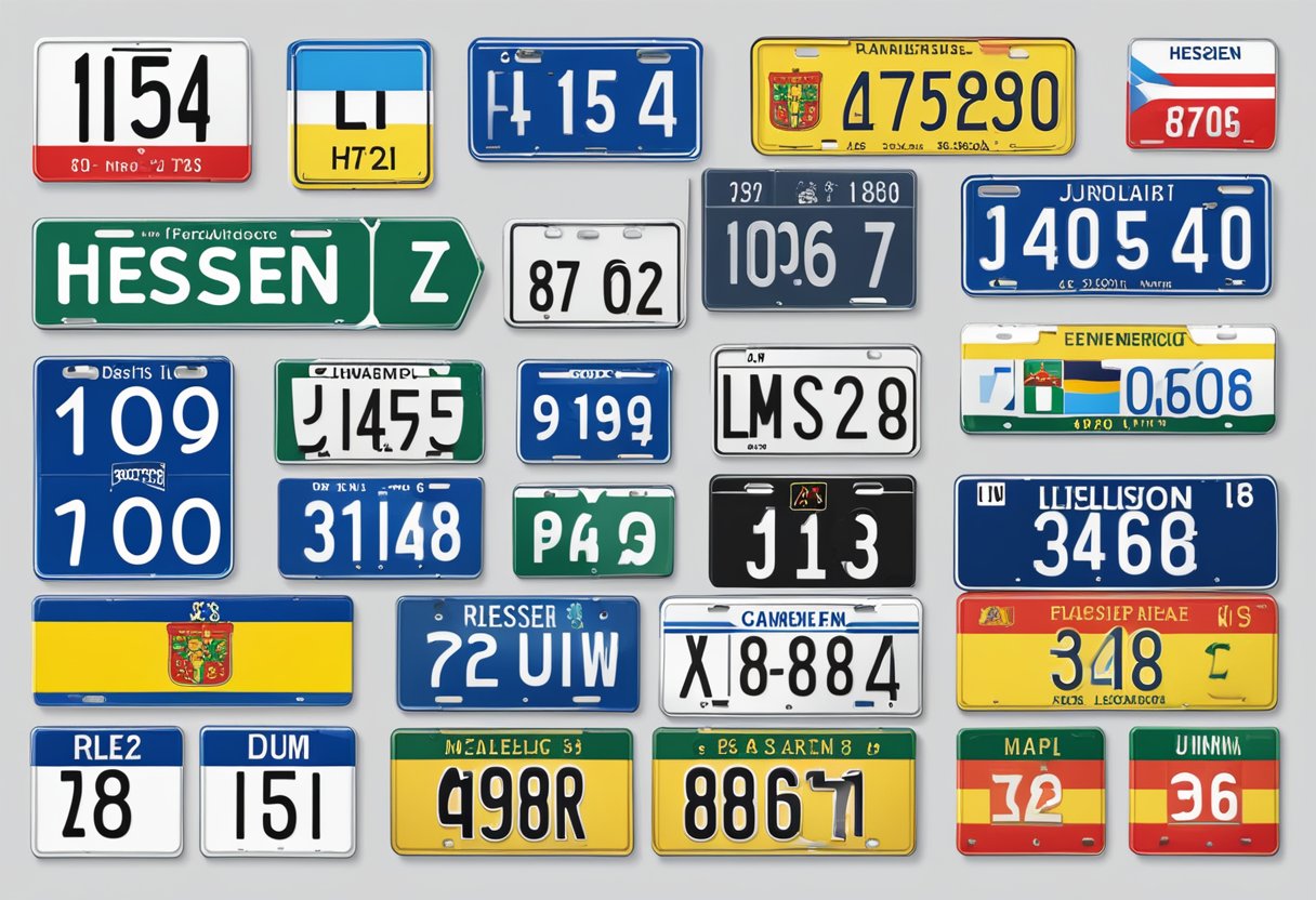 An overview of Hessen license plates, with LM plate visible