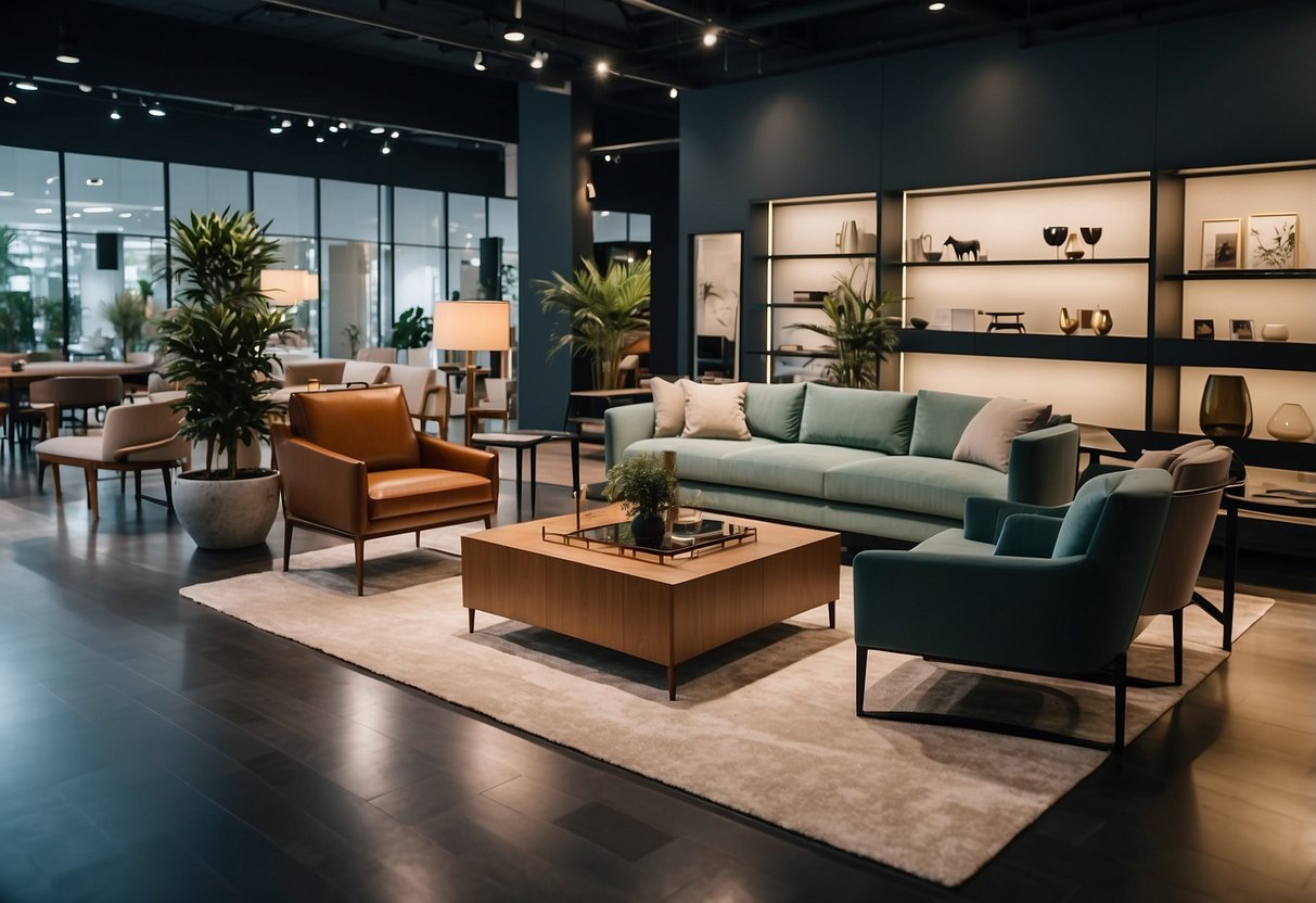 Customers browse sleek furniture displays at M.Boss Furniture showroom in Singapore