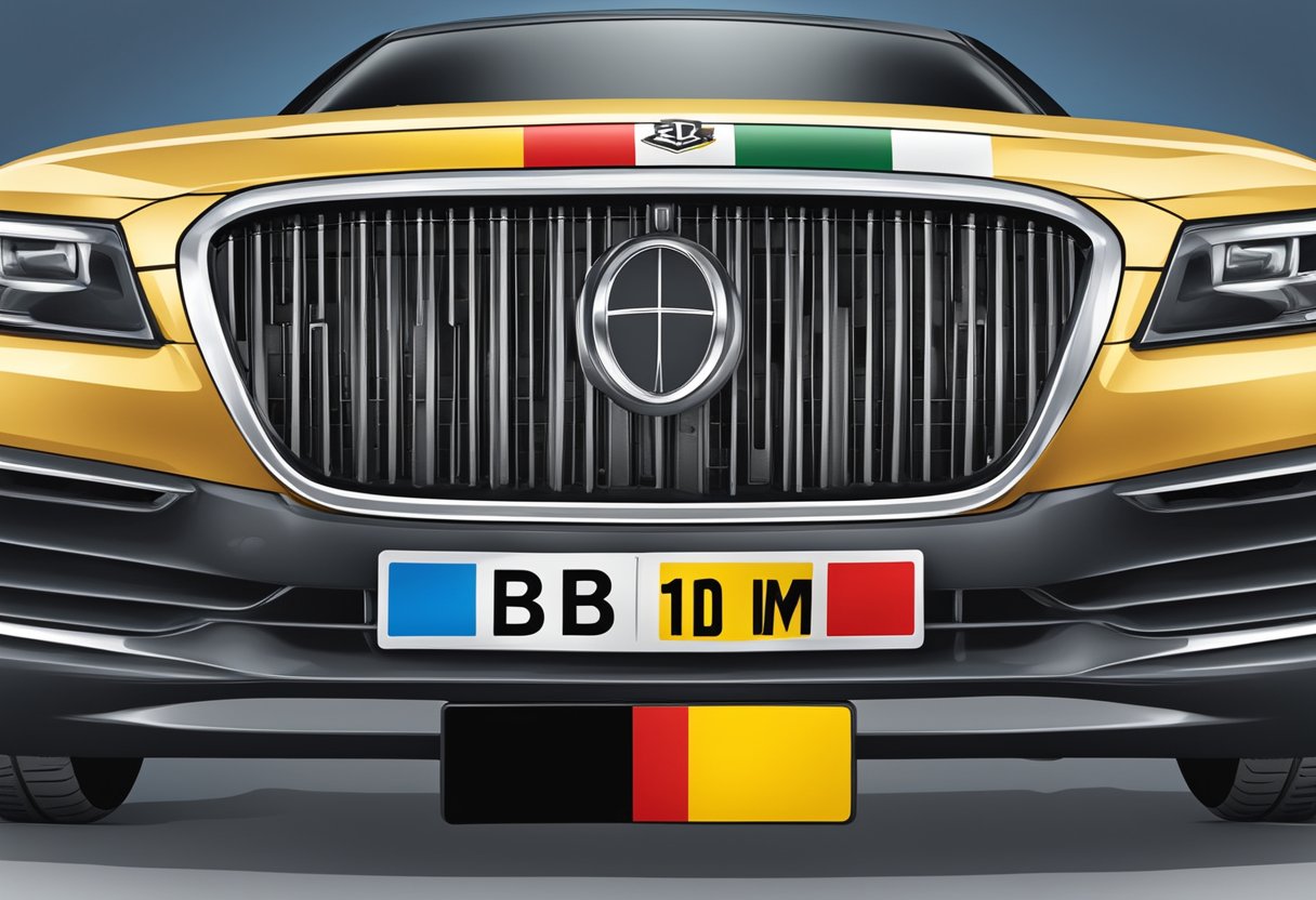 A German license plate with the letters "BM" and the country code "Deutschland" on a car