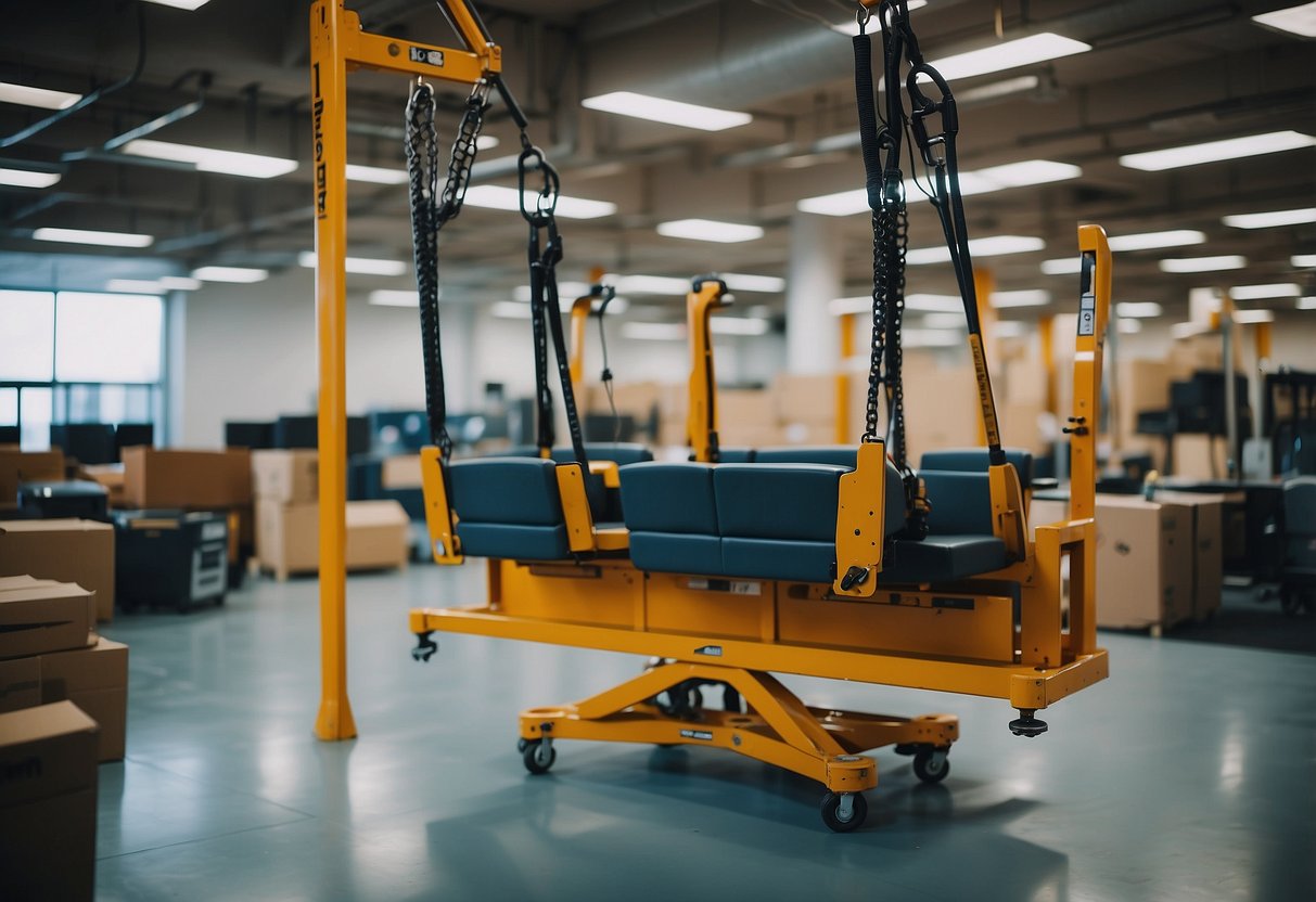 Heavy furniture being lifted and carried across the room