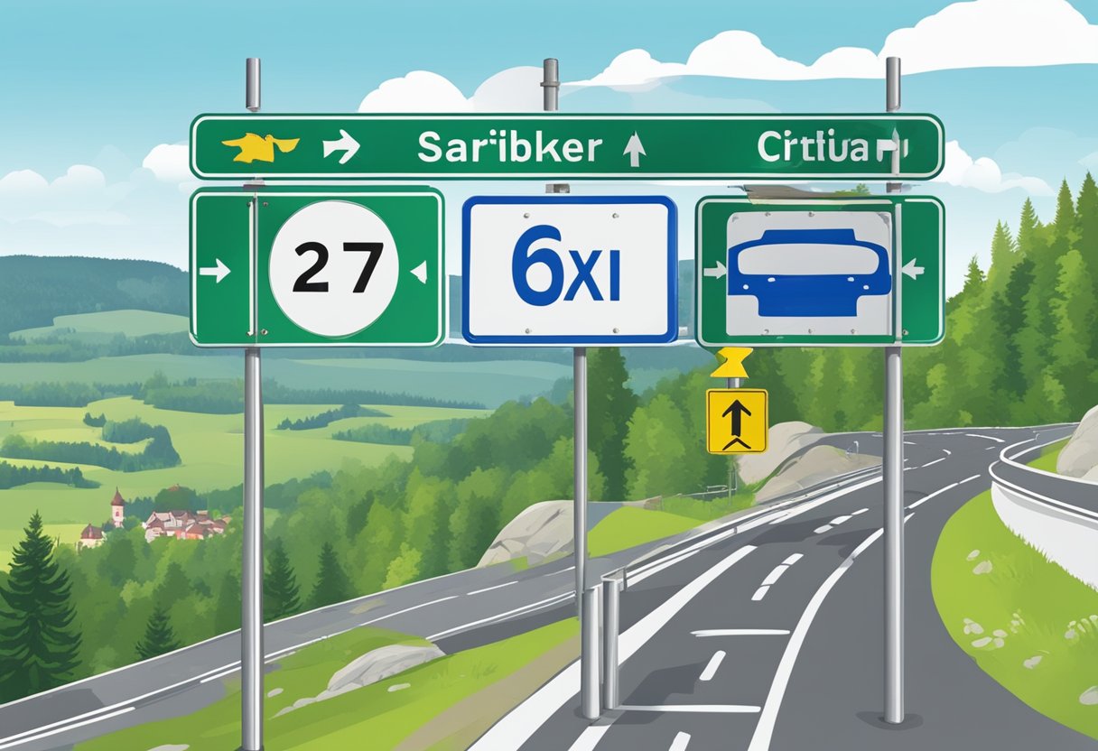 A sign system in Saxon Switzerland-Osterzgebirge district with car license plates