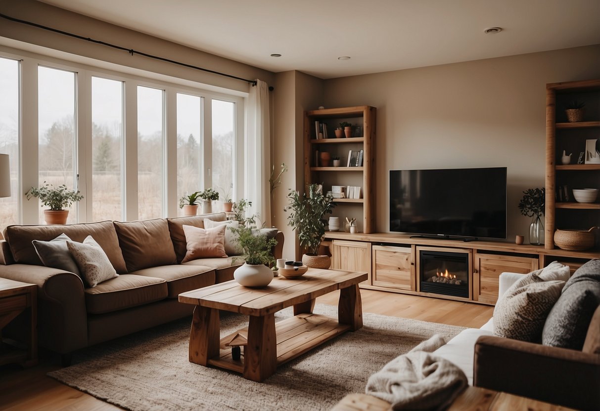 A cozy living room with unique nook and cranny furniture pieces arranged in a warm and inviting setting