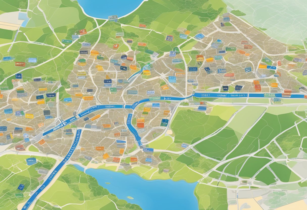 A map of Holzminden district with various vehicle license plates displayed