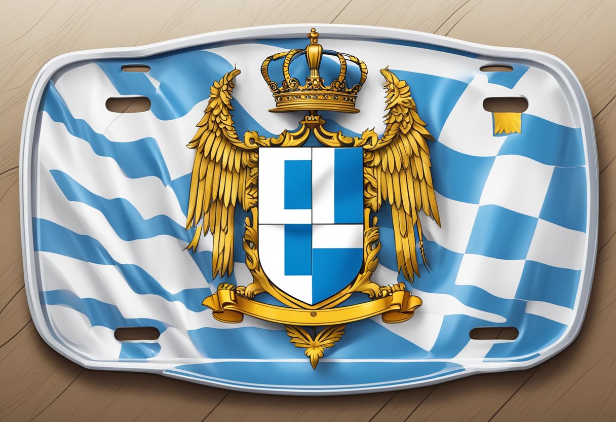 A blue and white license plate with the letters "LAU" and a Bavarian coat of arms in the center