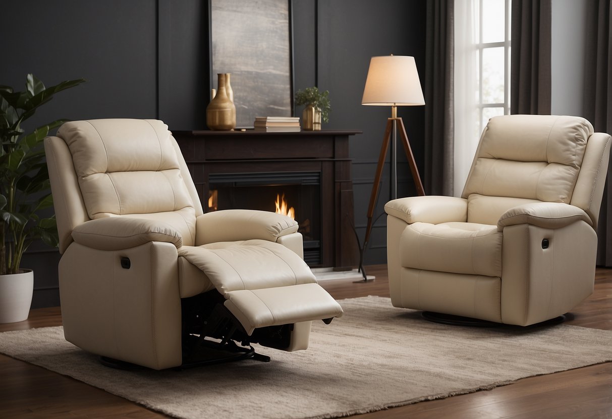 Two marquis furniture recliners facing each other in a cozy living room setting