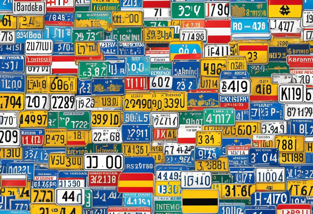 A view of German car license plates. (Autokennzeichen kh)