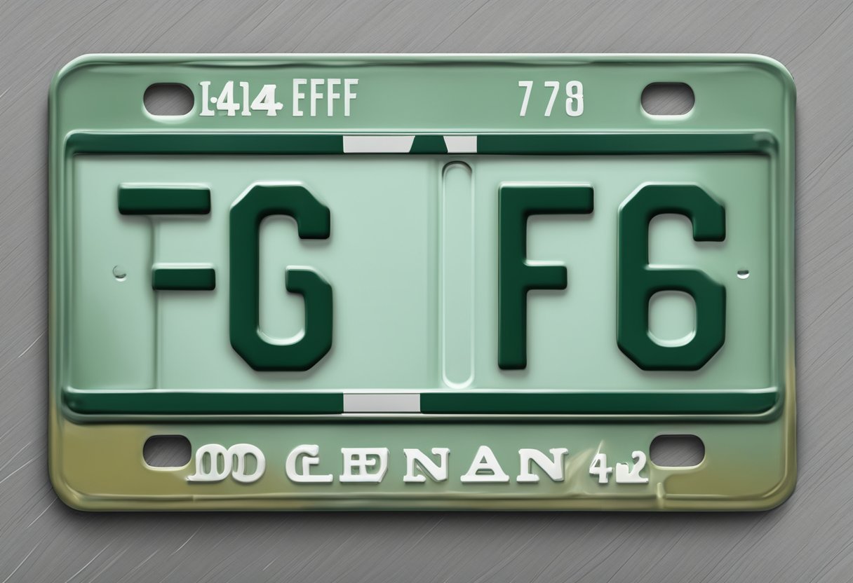 The license plate 'GF' in close-up view