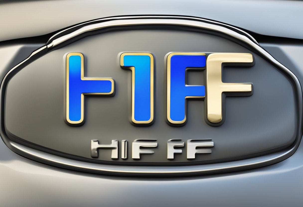 A close-up of the car license plate with the letters "HF" in focus