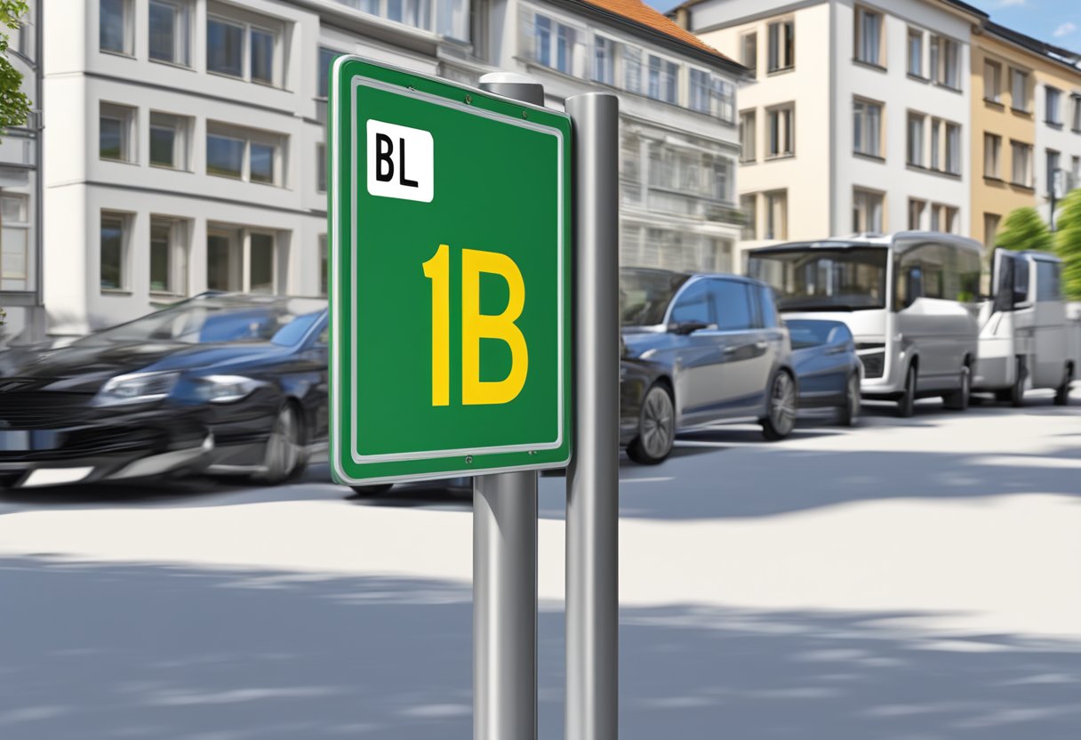 A signpost in Baden-Württemberg displaying the distinctive "BL" license plate for vehicles in Germany