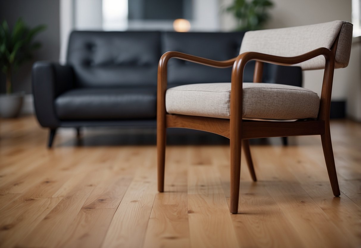 A chair glides effortlessly across a hardwood floor, thanks to the commercial grade heavy duty felt furniture pads underneath
