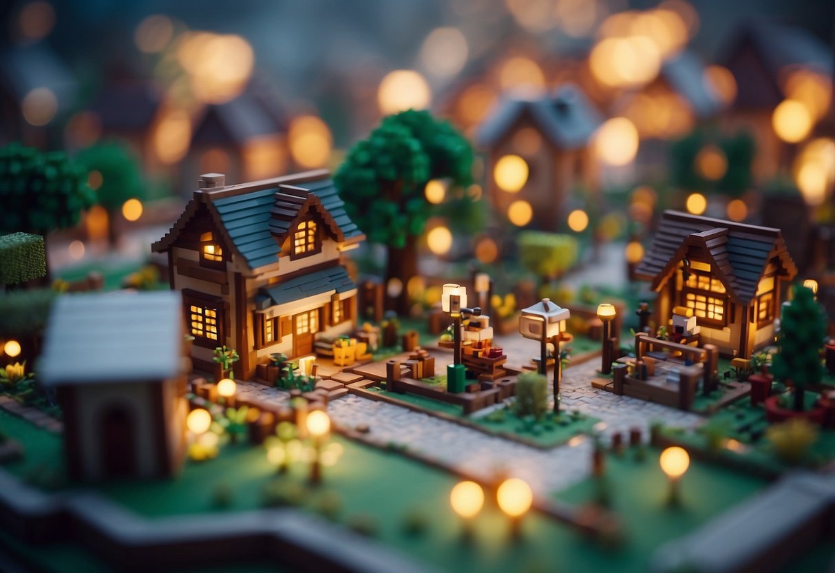 A vibrant Minecraft village with cozy homes and colorful furniture, where characters gather to support and connect with each other