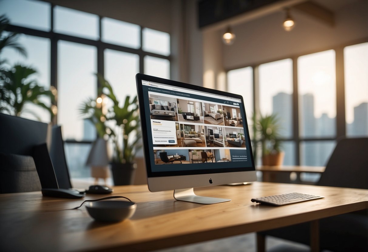 A customer selects furniture online, schedules delivery, and signs a rental agreement with a Singapore furniture rental company
