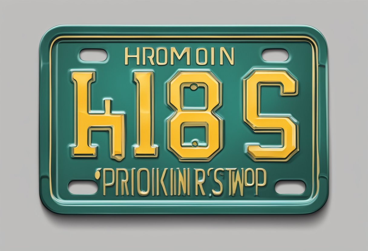 An overhead view of a car license plate with the letters "HS" prominently displayed