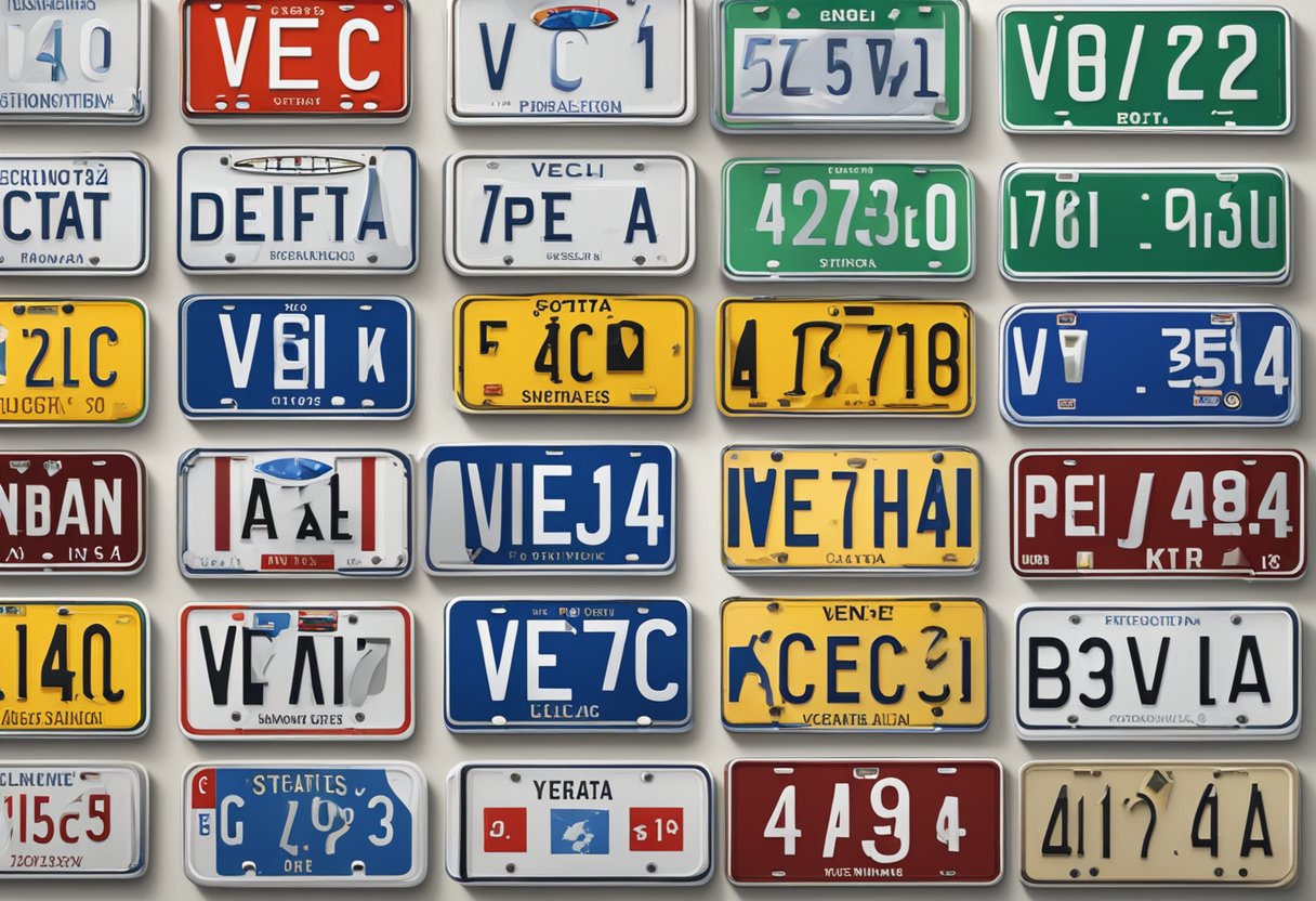 A collection of Vechta district license plates, with "VEC" prominently featured, displayed in a well-lit room