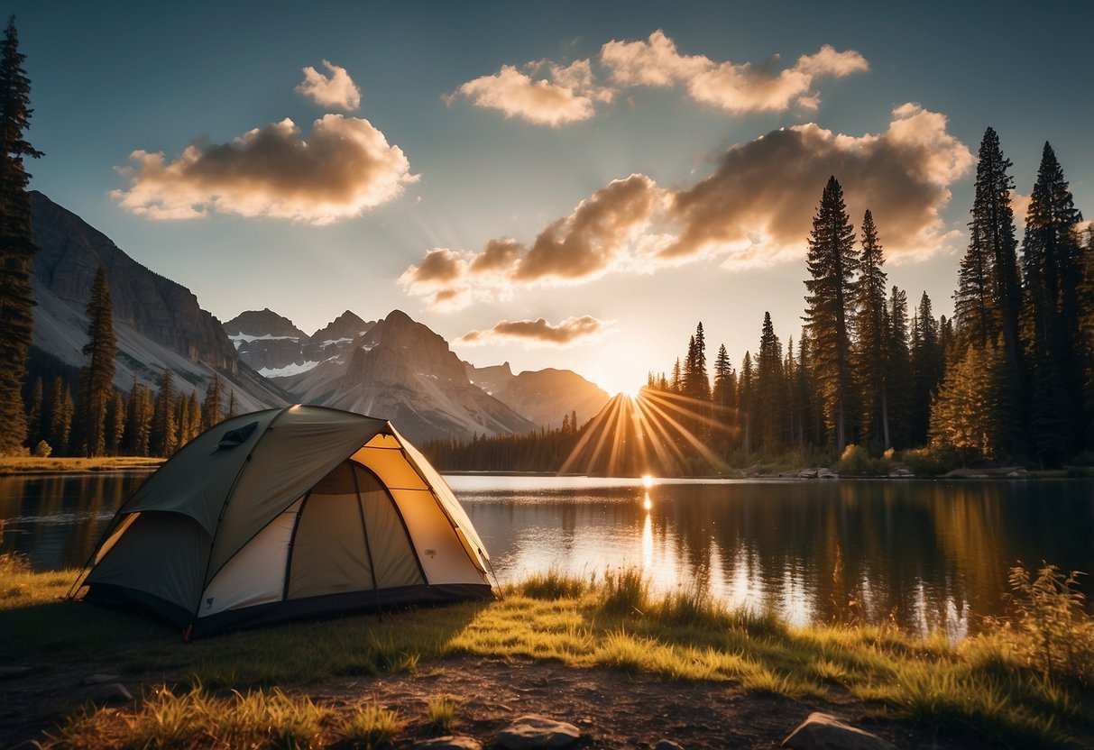 Lush forests, towering mountains, and serene lakes form the backdrop for campgrounds in 10 national parks. The sun sets behind a stunning landscape, creating the perfect setting for a camping adventure