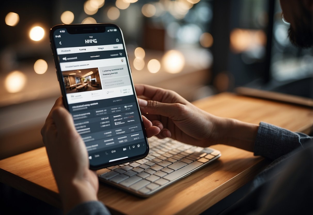A customer browsing through a list of frequently asked questions about Heng furniture, with a computer or smartphone in hand