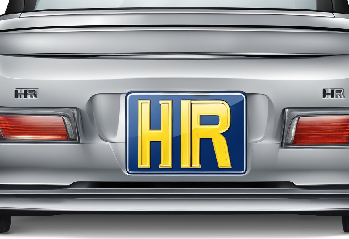 A European license plate with the letters "HR" on a car