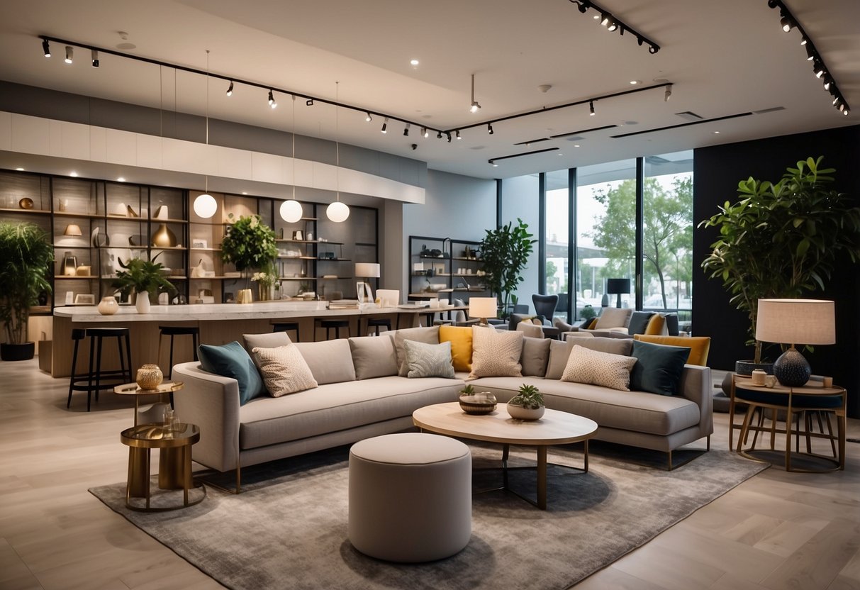 A spacious showroom filled with modern furniture displays at Star Living. Bright lighting and clean lines create a sleek and inviting atmosphere