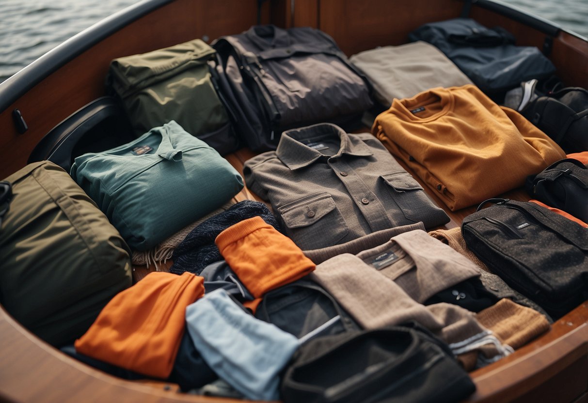 Versatile clothing being packed into a boat for camping trip