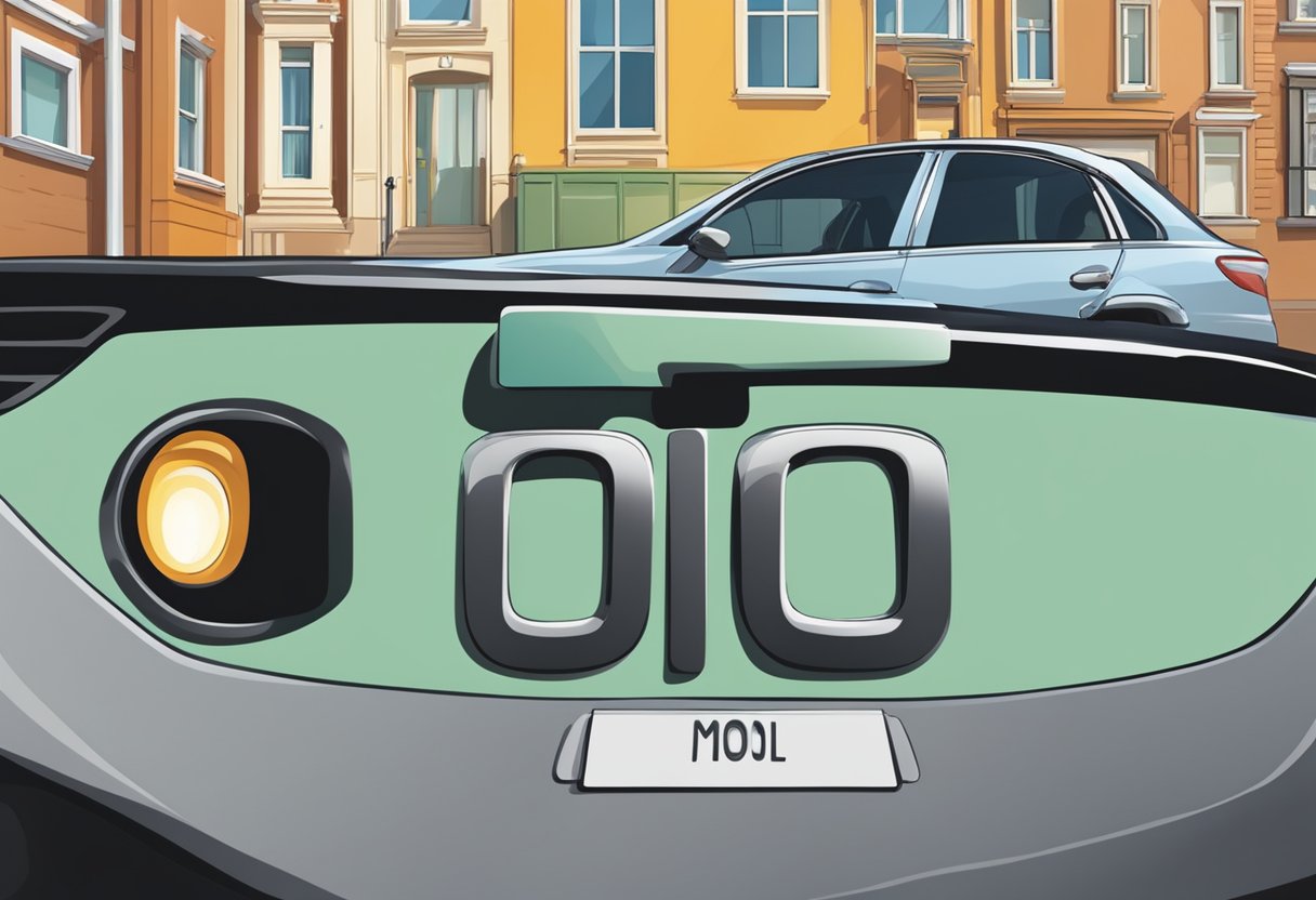 A car parked with a unique license plate reading "MOL" and a clear labeling system for car identification