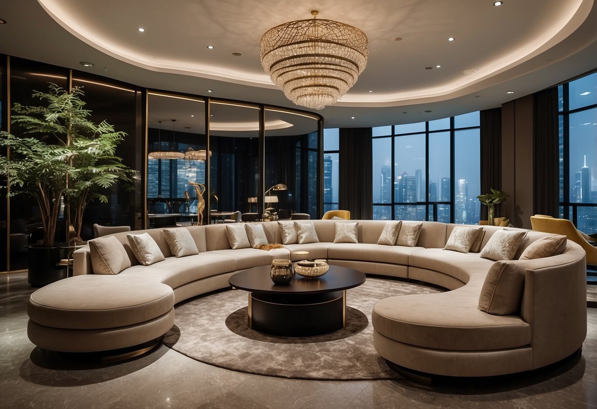 A spacious showroom with modern, luxurious furniture in the Tai Seng area. Rich textures and elegant designs fill the space