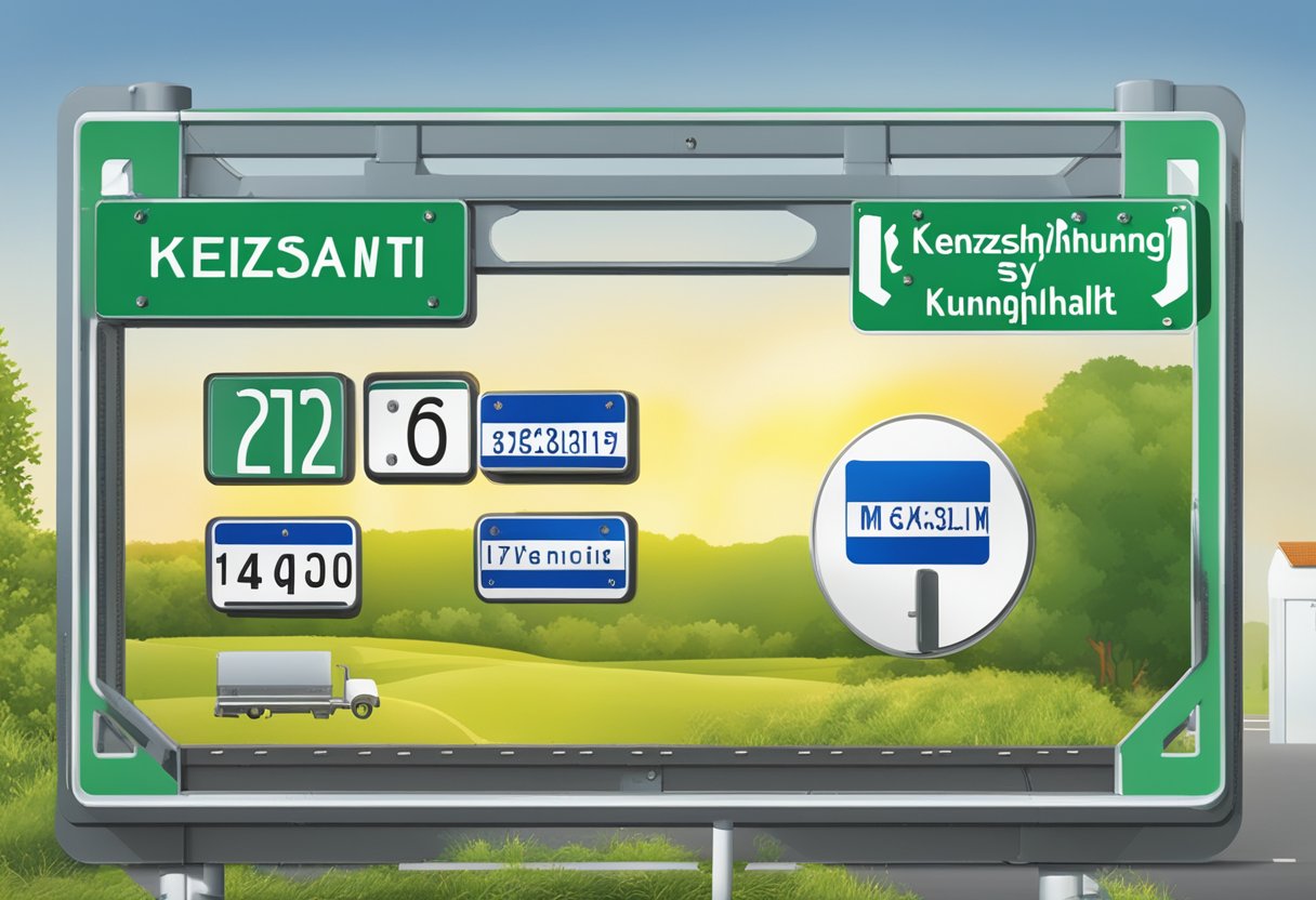 A sign with "Kennzeichnungssystem in Sachsen-Anhalt" and the license plate code "mq" displayed prominently