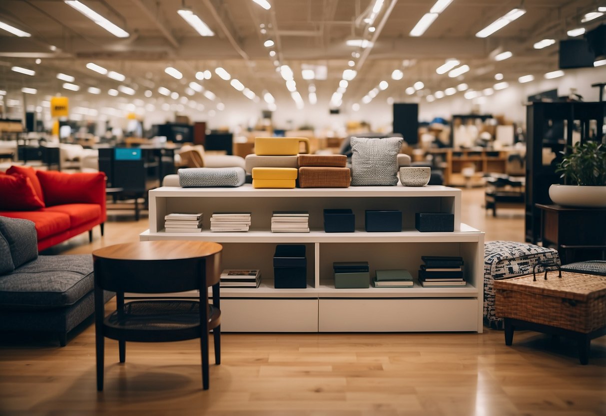 A crowded online marketplace displays various used IKEA furniture items for sale. Bright, clean images showcase the items against a neutral background, with clear pricing and detailed descriptions