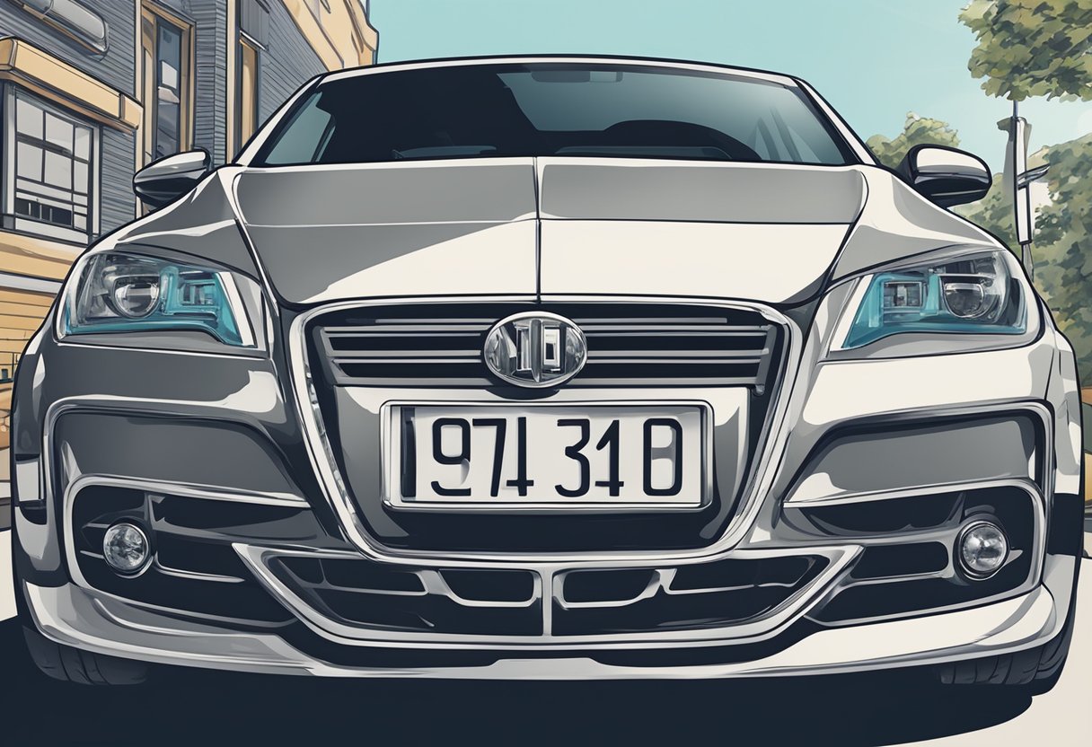 A close-up of the 'NE' license plate on a car, with a clear view of the letters and numbers