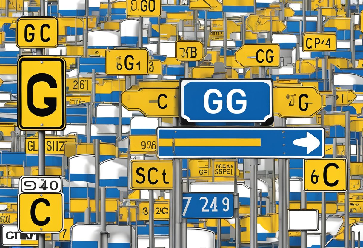 A sign system in Saxony, with the license plate "GC" for Greater Chemnitz area