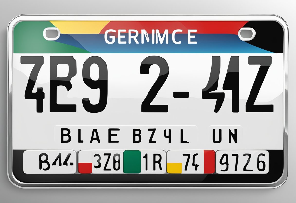 A German car license plate with black letters and numbers on a white background