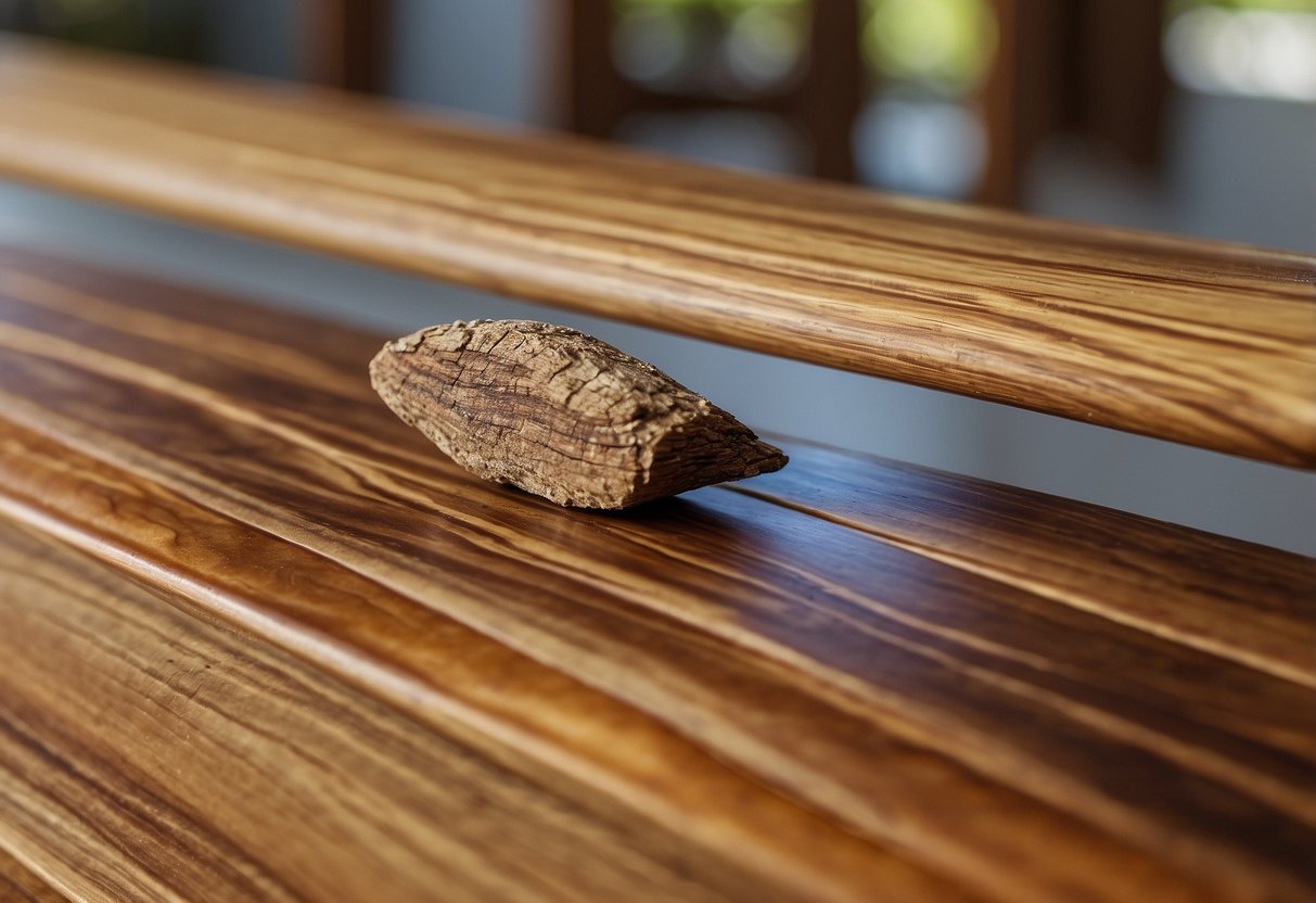Wood furniture is surrounded by a barrier of termite-resistant chemicals. A protective sealant is applied to the surface, creating a shield against termite damage