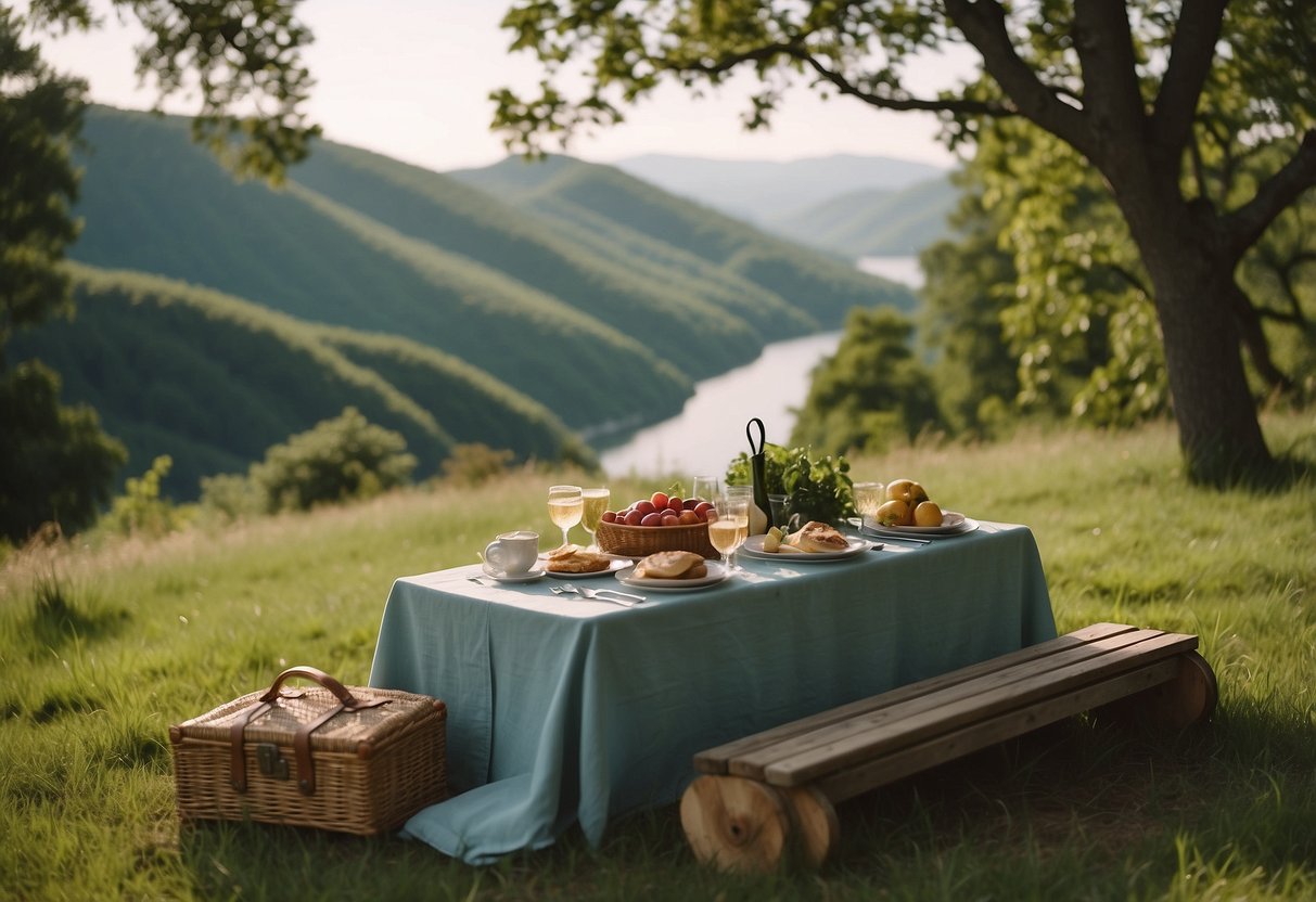 Rolling hills, lush greenery, and sparkling lakes surround the perfect picnic spots with breathtaking views