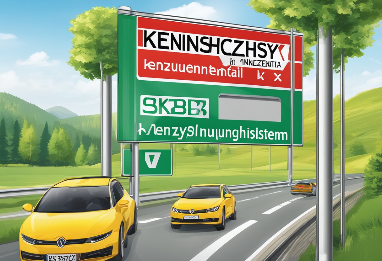 A sign reading "Kennzeichnungssystem in Sachsen-Anhalt" with the license plate "SBK" displayed