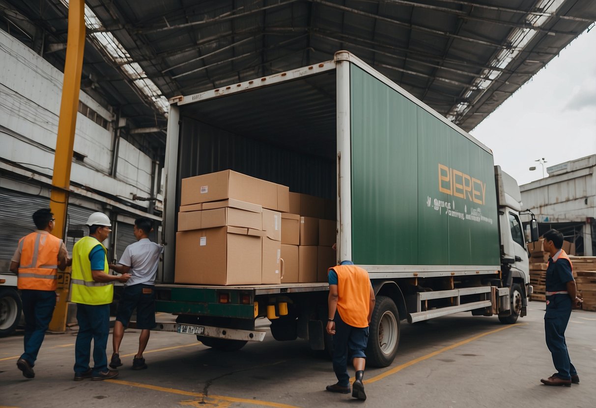 Furniture being loaded onto a truck by workers in Singapore