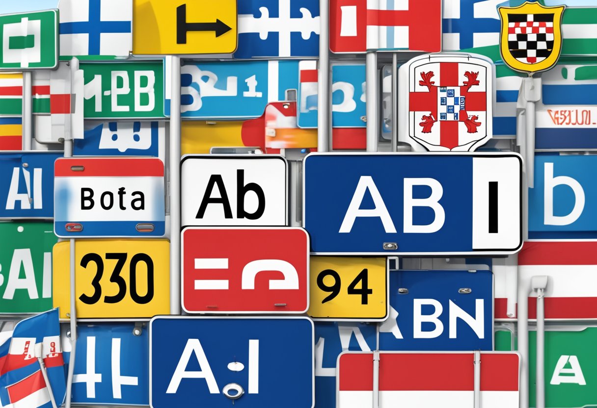 A signpost in Bavaria displaying the license plate abbreviation "ABI" for the region of Bavaria