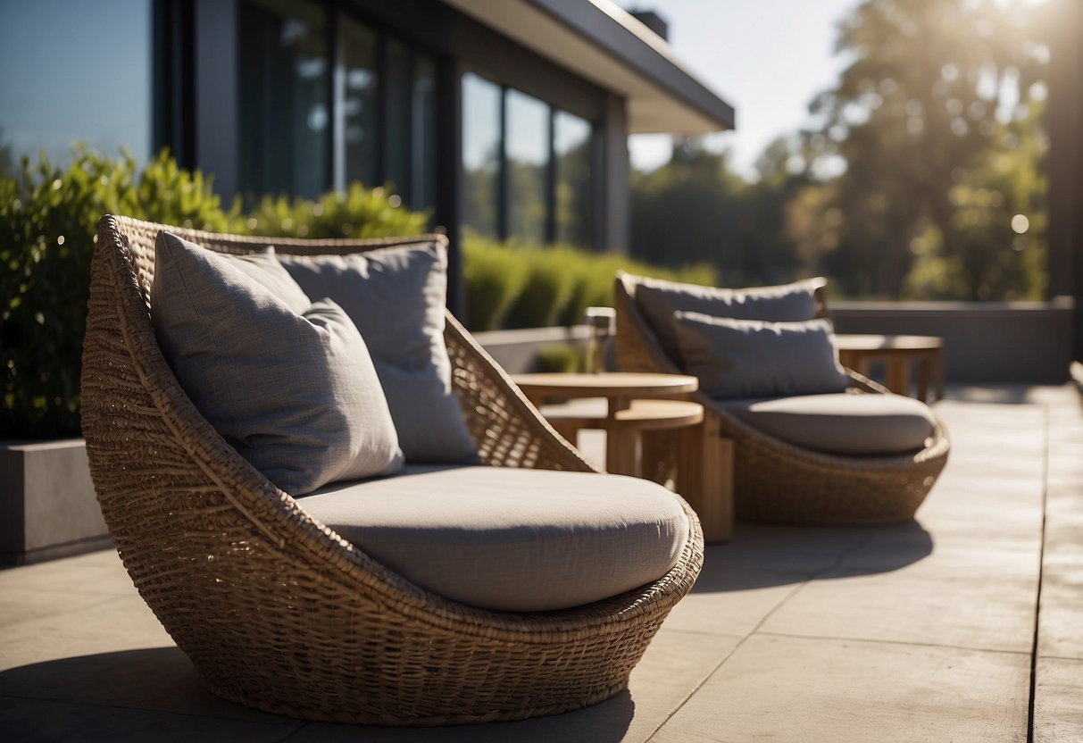 The sleek outdoor furniture zips across the patio, catching the sunlight in its modern design